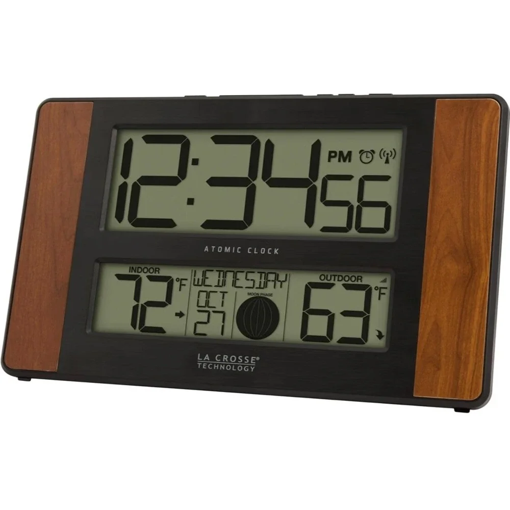 La Crosse Technology Atomic Digital Wall Clock Black Cherry 513-1417CH-INT